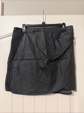 Abercrombie & Fitch Black Faux Leather Wrap-Style Mini Skirt